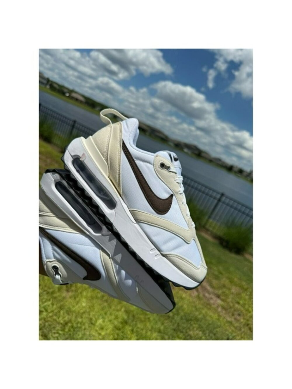 6.5 WOMEN'S NIKE AIR MAX DAWN WHITE / SAIL / BROWN DC4068-102 RUNNING SHOES